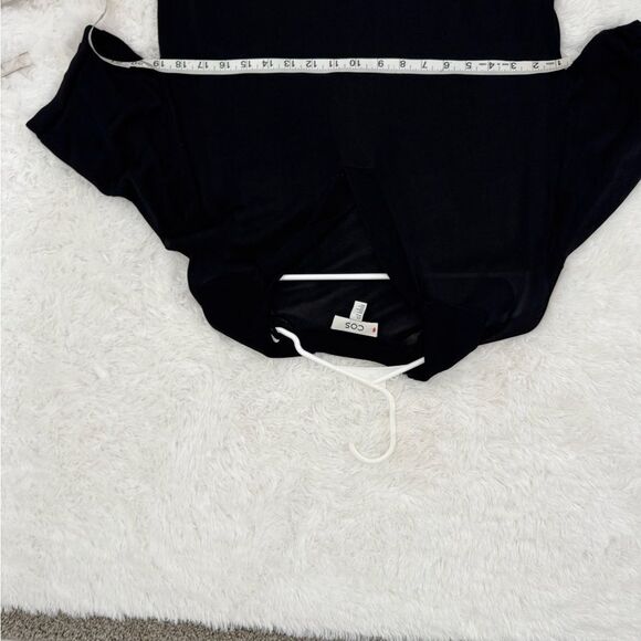 COS Black Collared V-Neck Viscose Double Slit Maxi Dress Size XS - Picture 10 of 12